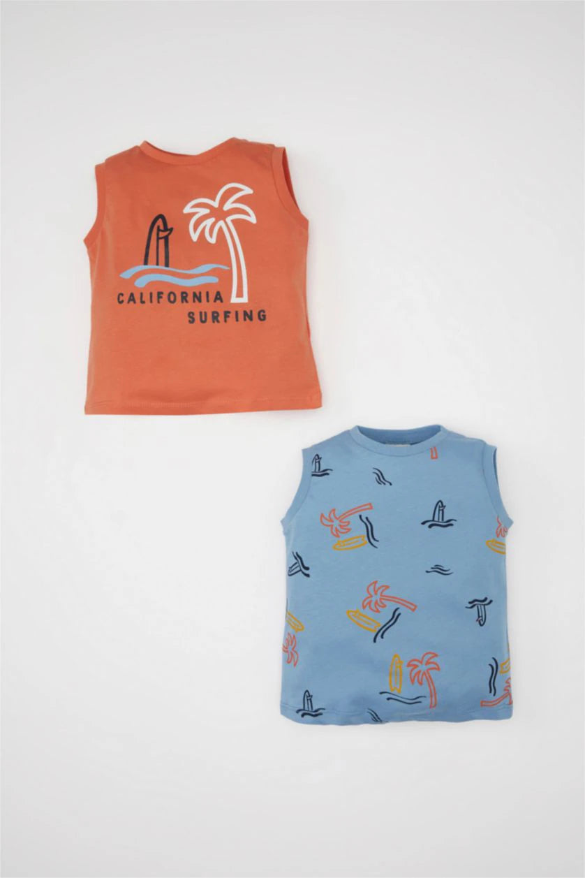 Defacto BABY BOY CREW NECK PALM TREE PATTERNED 2 PIECE T-SHIRT