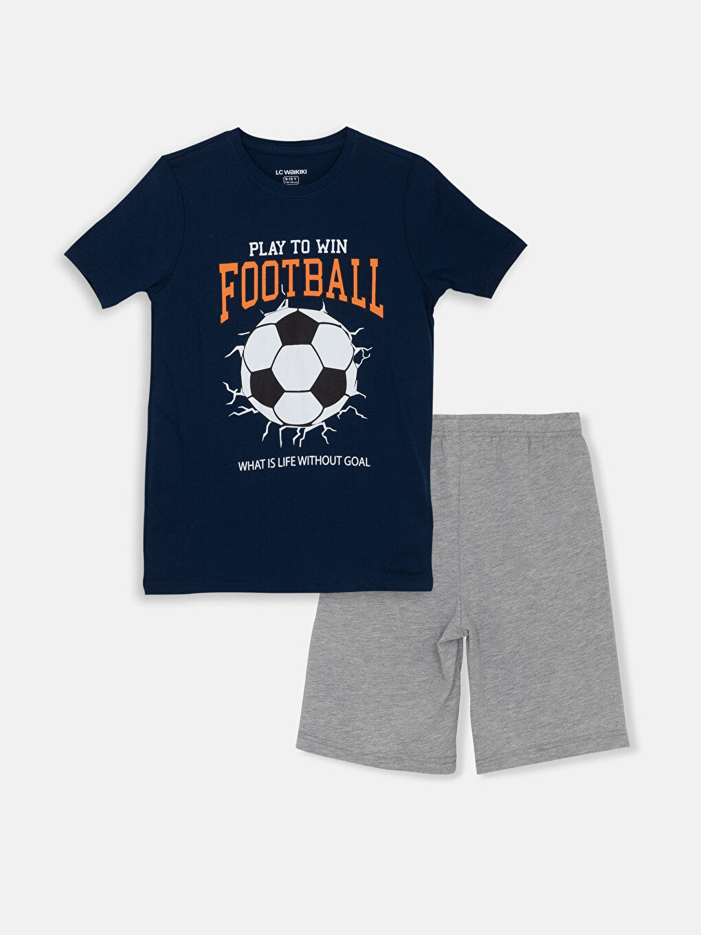 LCW Kids Crew Neck Printed Short Sleeve Boys' Shorts Pyjama Set