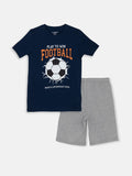 LCW Kids Crew Neck Printed Short Sleeve Boys' Shorts Pyjama Set