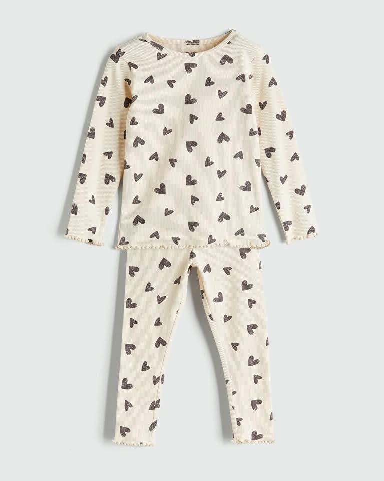 LCW : baby Heart Printed Baby Girls' Pyjama Set