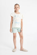 GIRL PRINTED SHORT SLEEVE 2 PIECE PYJAMAS SET