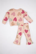 DeFacto : Baby Girl Heart Patterned Sweatshirt Sweatpants 2 Piece Set