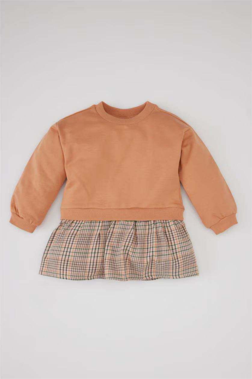 DeFacto : DeBaby Girl Plaid Patterned Long Sleeve Dress
