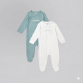 max : Pack of 2 - Ribbed Slogan Print Sleepsuit with closed feet