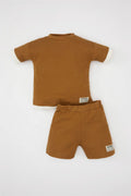 DeFacto : Baby Boy Waffle Short Sleeve T-Shirt Shorts 2 Piece Set