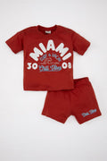 DeFacto : Baby Boy Printed Short Sleeve T-Shirt Shorts 2 Piece Set