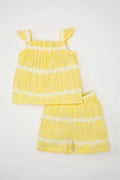 DeFacto : Baby Girl Striped Crinkle Blouse and Shorts 2 Piece Set