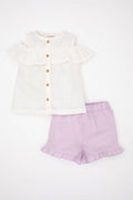 DeFacto : Baby Girl Flared Poplin Sleeveless Ruffle Blouse Shorts 2 Piece Set