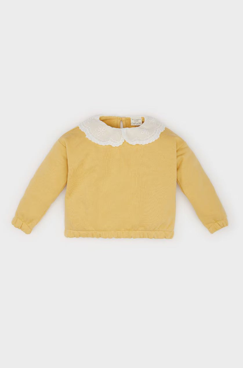DeFacto : Baby Girl Lace Collar Basic Sweatshirt