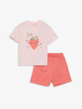 LCW : Kids Crew Neck Printed Girls' Top And Shorts 2-piece Set