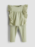 LCW : Baby Crew Neck Baby Girls' Blouse And Leggings 2 Pack